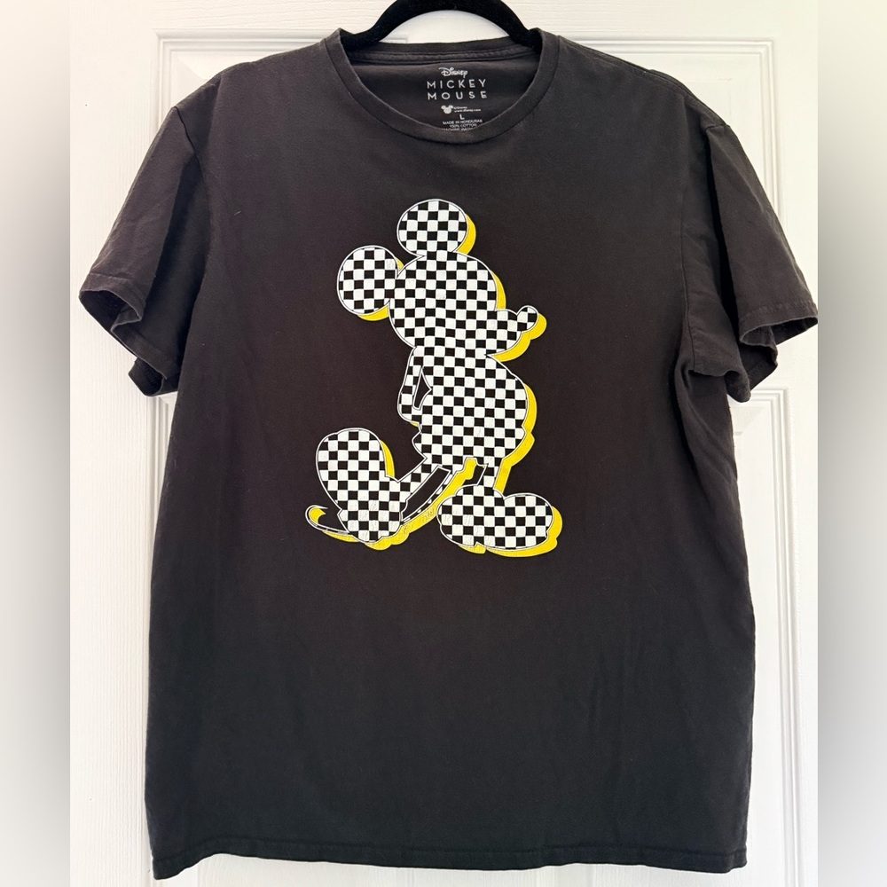 Disney Black and Yellow Checkered Mickey Mouse Tee